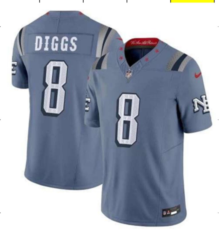 Men 2025 New England Patriots #8 Diggs blue 5th generation Throwback Nike Limited NFL Jersey style 01->new england patriots->NFL Jersey